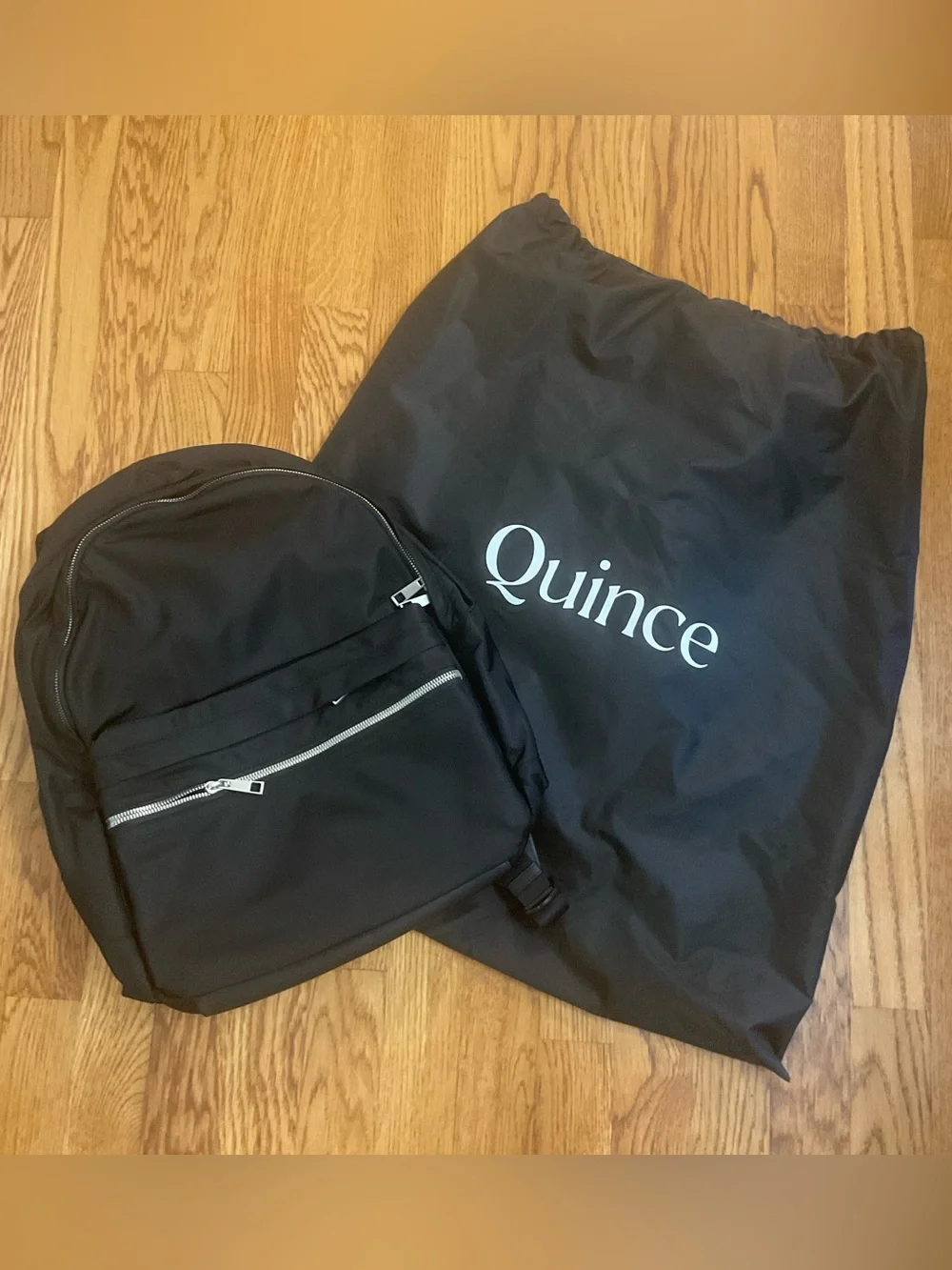 Quince Revive Unisex Black Nylon Daypack Backpack . Size OS